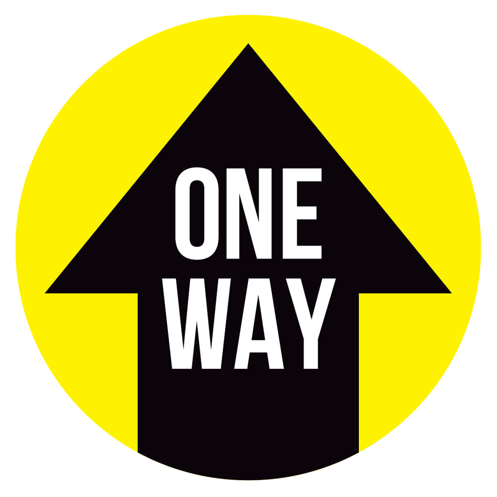 Yellow One Way Arrow Floor Decal