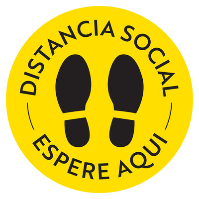 Etiquetas De Piso de Distancia Social De Pie Aquí Amarillo