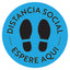 Etiquetas De Piso de Distancia Social De Pie Aquí Azul
