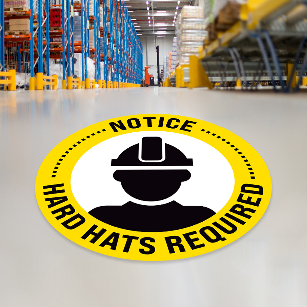 Notice Hard Hats Required Floor Decal