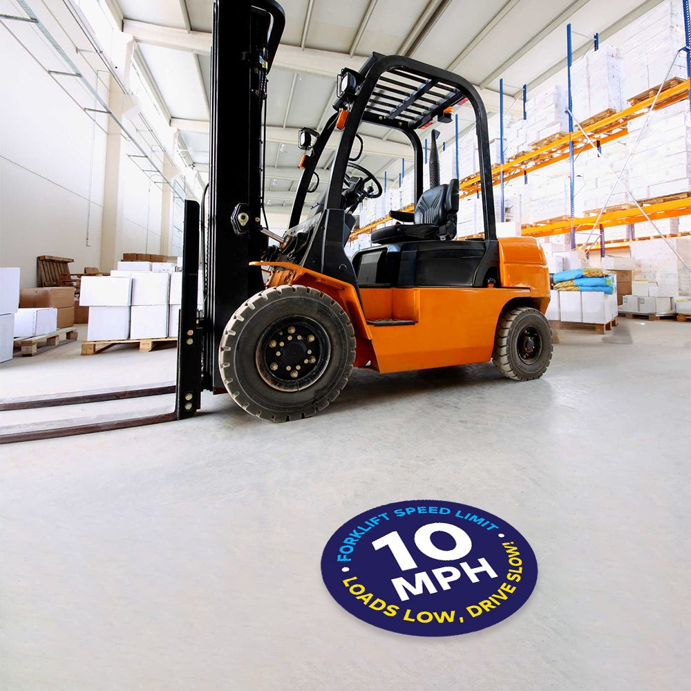 Forklift Speed Limit 10 MPH Floor Decal